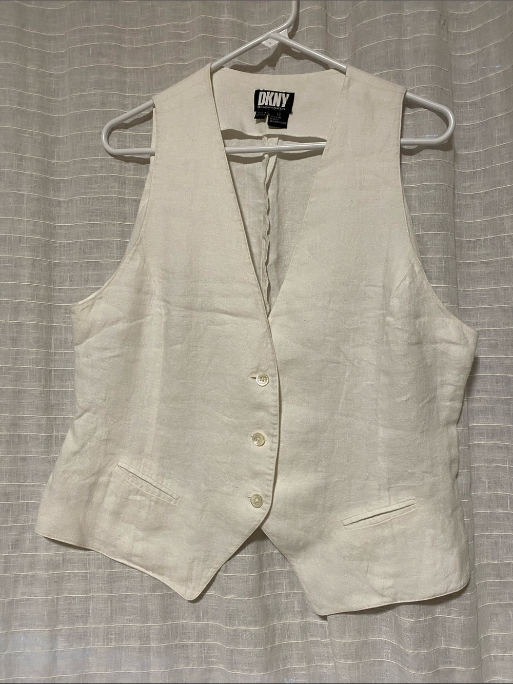 DKNY White Linen chic Button Vest